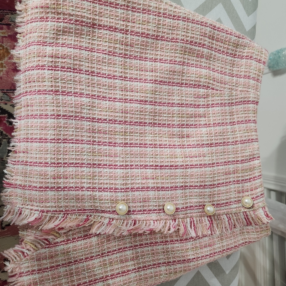 Francesca's Pink and Cream Tweed Skirt